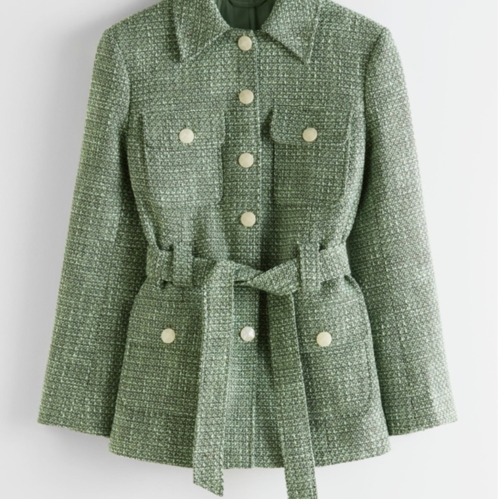 & Other Stories tweed belted jacket, size 0